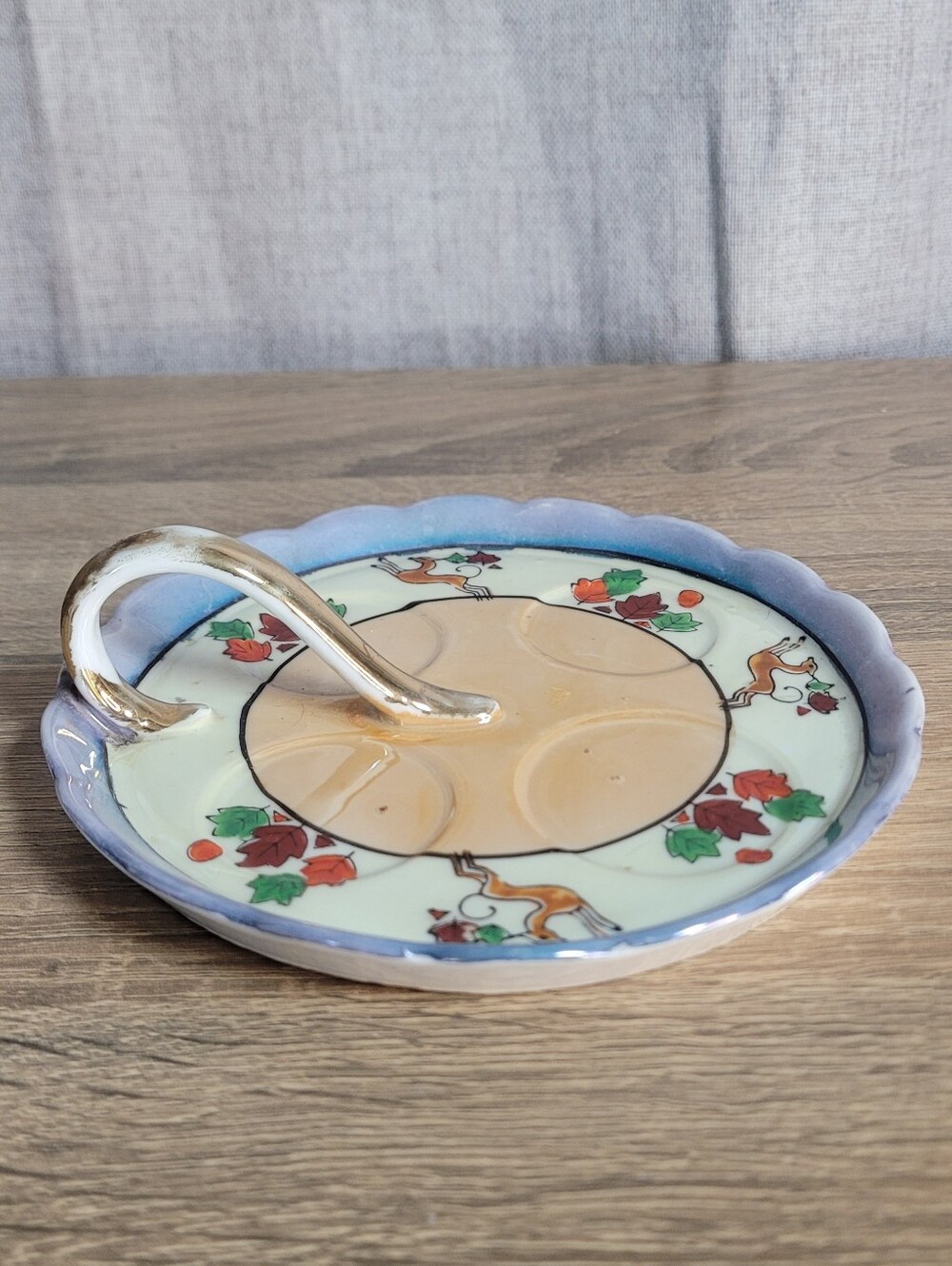 Vintage Japan Lusterware Lemon/Snack Server Trinket Dish/Ring Dish Candle Holder